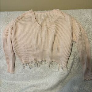 Cream distressed sweater